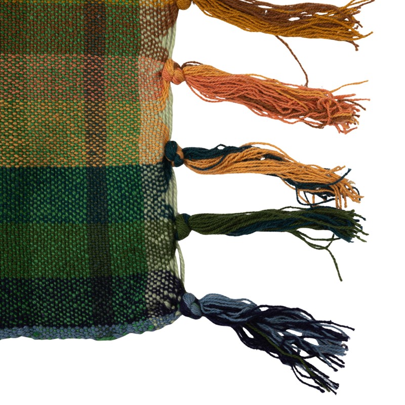 Creative Co-Op Plaid Woven Cotton Throw with Pattern and Fringe,