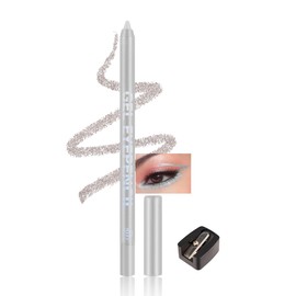 Waterline Gel Eyeliner Pencil, Silver Shimmer Waterproof Long Lasting Eye Liner Pencils with Sharpener, Highly Pigmented Hypoallergenic Precision Cream Smooth Glitter Eyeliner Makeup Pen for Women-07