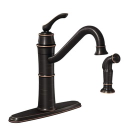 Moen Wetherly Mediterranean Bronze High-Arc Kitchen Faucet with Side Spray, 87999BRB