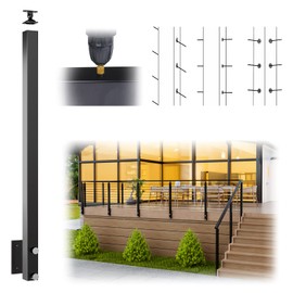 Muzata Aluminum Black Side Mount Cable Railing Post 36 Inch 36"X2"x2" Undrilled Space-Saving Cable Railing System Kit Indoor Outdoor Seaside with Paper User Guide PW01 BNAS