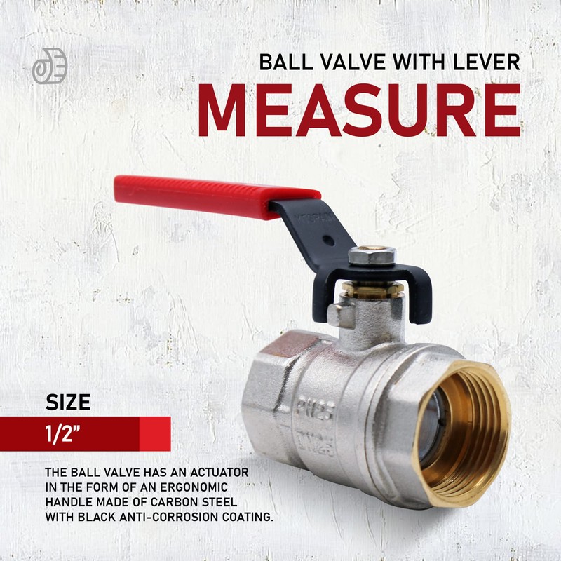 DOJA Barcelona Ball valve with lever handle, red, 1/2 inch,