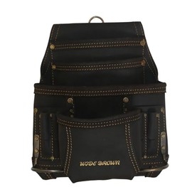 10 Pocket Oil Tanned TOP Grain Leather Nail & Tool Pouch Dark Brown Color for Construction Framer/Electrician/Plumber