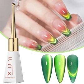 ASMAYSA Green Firework Cat Eye Gel Nail Polish, Neon Cateye Nail Polish for Girls, Glitter Polish for Nails, Shiny Gel Nail Polish for Women, Forest Green Polish, Magnetic Gel Nail Polish, 10ML