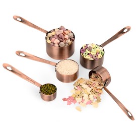 SPUVGVC Copper Measuring Cups and Spoons Set, Stainless Steel Measuring Cups and Spoons Set, 5 Metal Measuring cups & 6 Baking Measuring Spoons, Imperial & Metric Measuring Tools Set 11