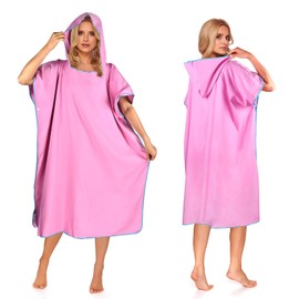 Towel Poncho for Adults, Bath Poncho, Surf Poncho, Microfibre Hooded Bath Poncho, Changing Aid for Men and Women, Quick Drying, for Camping, Surfing, Beach, Water Sports