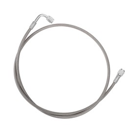 A ABSOPRO AN3 Braided Steel Turbo Refueling Line 90 Degree - Straight Hose End 44" Remote Turbocharger Oil Drain Return Line Universal Car Durable Stainless Steel PTFE Silver Tone