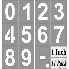 1 Inch Number Stencils for Painting - 11 Pack Number Stencil Templates for Curb Address, Cakes, Cookies, Mailboxes and Crafts, Reusable House Numbers Stencils for Wood Signs & Cement Wall Art