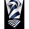 HISDERN Ties for Men Navy Blue Tie and Handkerchief Set