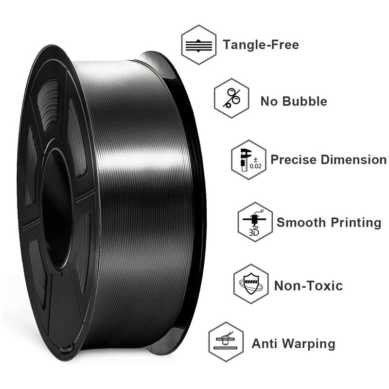 SUNLU Silk PLA Filament 1.75mm, Neatly Wound Shiny PLA 3D