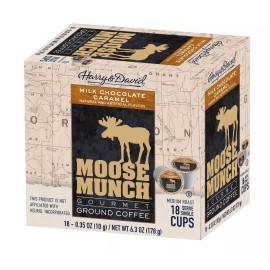 Harry & David Moose Munch Coffee, Milk Chocolate Caramel, 18 Single Serve Cups