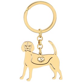 TIZURO Edelstahl Beagle Schlüsselanhänger Welpe Haustiere Hund Tiere Autoschlüssel Schlüsselringe Schmuck Für Frauen Brieftasche Charms Geschenke (Vergoldet)