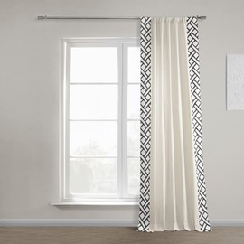 HPD Half Price Drapes Bordered Solid Cotton Curtains for Bedroom & Living Room 50 X 96, DTCC-SB220607-96 (1 Panel) Garden Path Black