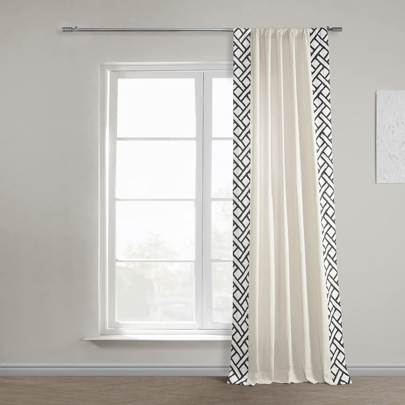 HPD Half Price Drapes Bordered Solid Cotton Curtains for Bedroom