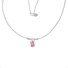 Agalea | Collar de Plata Ley .925 con Dije de Tulipan con Opalo de 45 cm para mujer