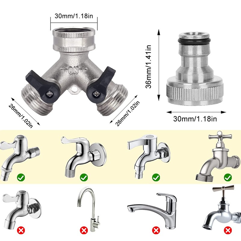 2-Way Brass Tap, Garden Hose Diverter with Separate Switch and