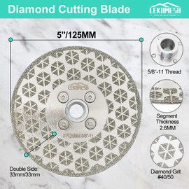 LEKOMESH Tile Blade 5"/125mm - Double-Sided Diamond Saw Blade Cutting Disc for Cutting and Grinding Granite Marble Ceramic Porcelain Tile with 5/8"-11 Flange