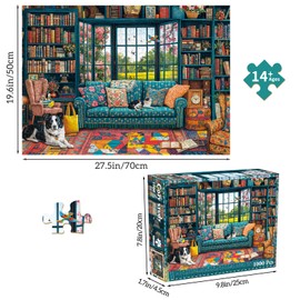 Puzzles 1000 Pieces for Adults jigsaw puzzles for adults 1000 Piece Puzzle Challenging Game for The Whole for Women, Gifts for Men, Theme:Cozy Study
