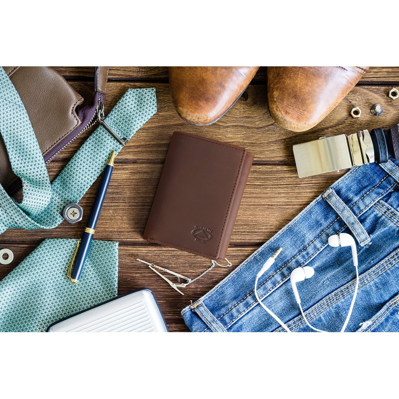 Stealth Mode Trifold Leather Wallet for Men with ID Holder