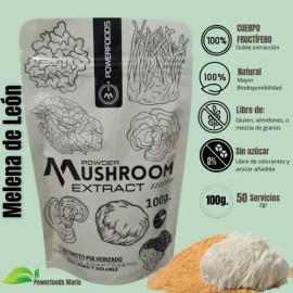 Hongo Adaptógeno Extracto Puro 100 Soluble  Adaptogenic Mushroom Extract Powder, 100g                                                                 