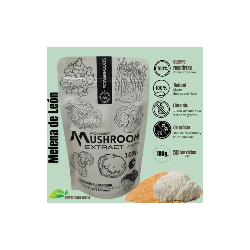 Hongo Adaptógeno Extracto Puro 100 Soluble Adaptogenic Mushroom Extract Powder,
