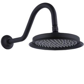 Drettyer Antique Brass Rain Shower Head, 9" Vintage Shower Heads with Extension Curved Shower Arm, Traditional Round Rainfall Showerhead Replacement for Shower System