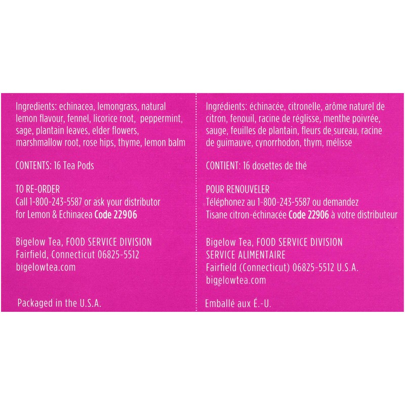 Bigelow Benefits Stay Well Lemon and Echinacea Herbal Tea Pods,