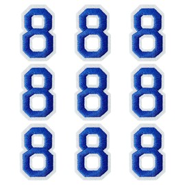 GYGYL - Parches para planchar con número, 9 piezas de 2 pulgadas, parches de números azules "8", parche bordado para ropa, vestido, sombrero, calcetines, jeans, accesorios de bricolaje