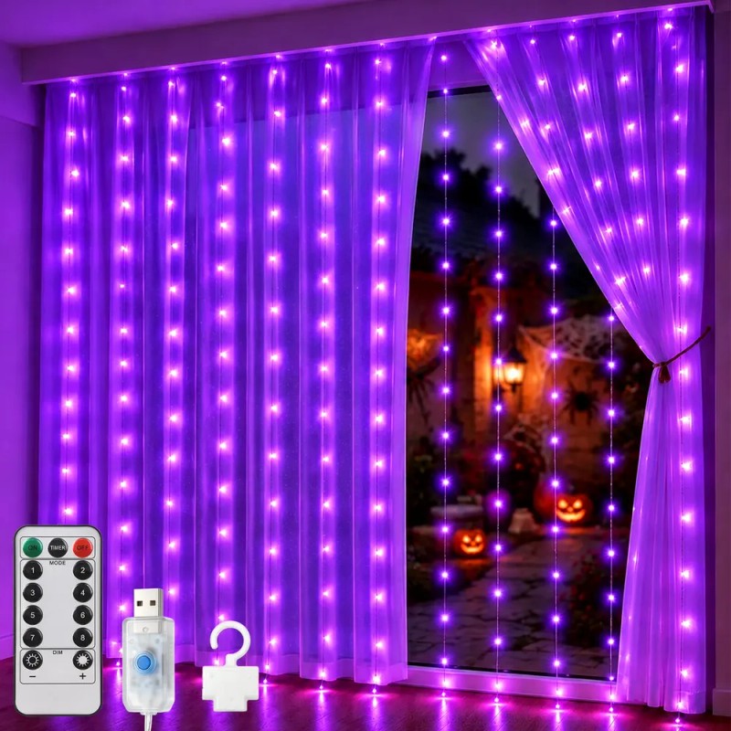 ASVEL - 2 Pcs 5v Cortinas Serie Luces 300 Led