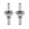 1/4" Hose Barb Thru-Bulk Bulkhead Fitting,304 Stainless Steel Straight Hex