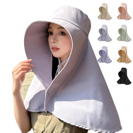 Peicees Wide Brim Sun Hats with Neck Flap Shawl for Women UV Protection Summer Fishing Hat for Beach Garden Hiking UPF 50+ Grey