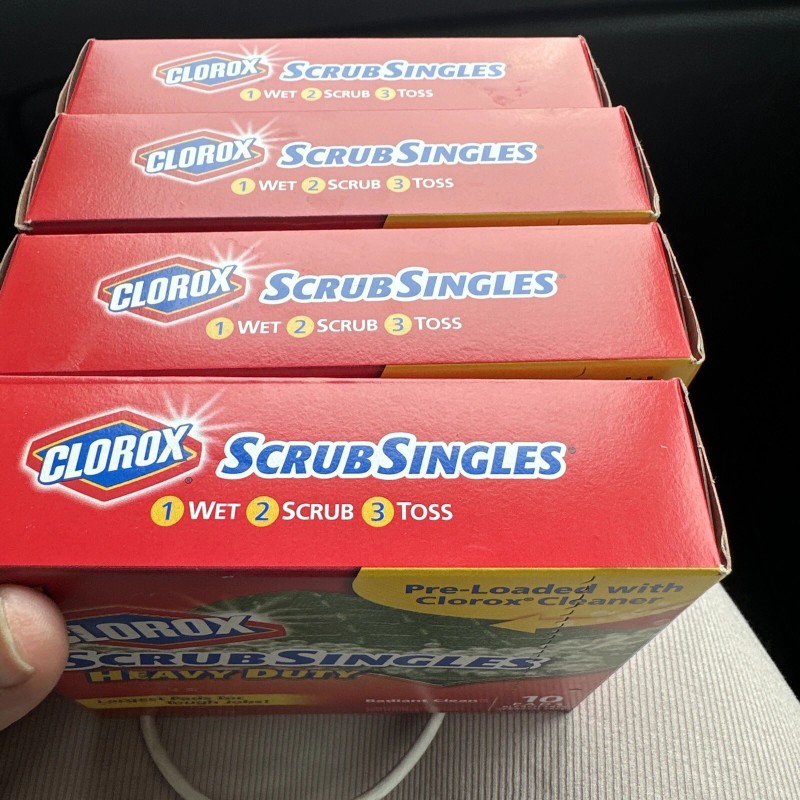 Clorox Lot Of 4 Clorox Scrub Singles Heavy Duty Pads