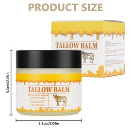 Beef Tallow Honey Balm, Rindertalg Creme, Talg-Feuchtigkeitscreme, Talg Balsam, Talg Feuchtigkeitscreme Straffende Gesichtscreme für Gesicht und Körper Schlagsahne Moisture, 60g(Upgrade-Version)