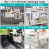 IGNPION Canvas Bedside Hanging Storage Bed Pockets Baskets-Adjustable Hanging Tape