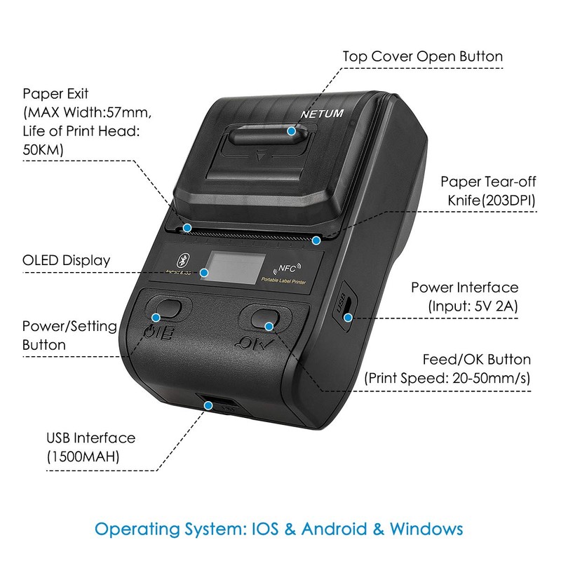 NETUM Label Maker - Bluetooth Thermal Label Printer Portable Barcode