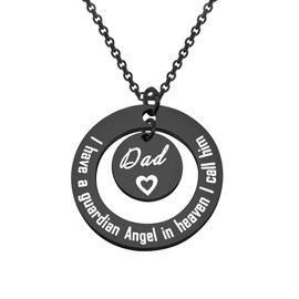 LQRI Dad Memorial Jewelry I Have a Guardian Angel Heaven I Call Him Dad Memorial Necklace Gift Loss of a Dad Gift Guardian Angel In Loving Memory of Father, Stainless Steel, na-
