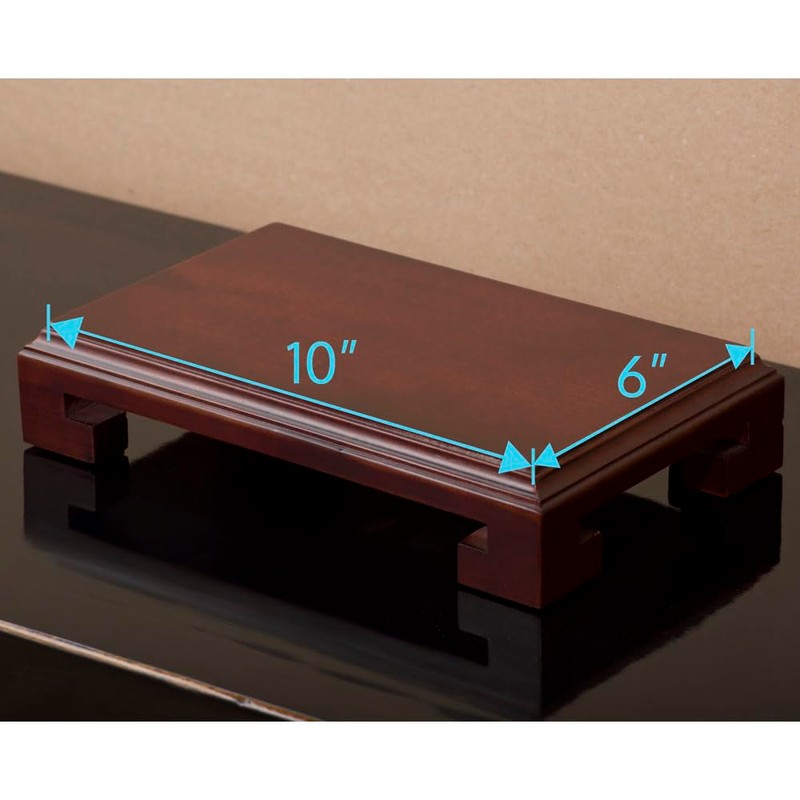 ChinaFurnitureOnline Chinese Wooden Stand, 10 Inches Rectangular Display Pedestal