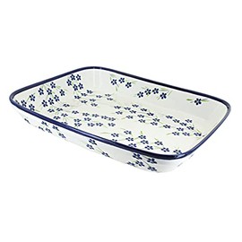 Blue Rose Polish Pottery Willow Extra Large Rectangular Baker