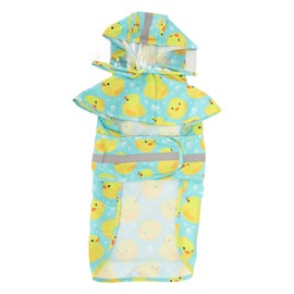 Pet Rain Jacket Duckling Pattern Waterproof Reflective Adjustable 4 Legs Hooded Dog Raincoat for Small and Medium Dogs M
