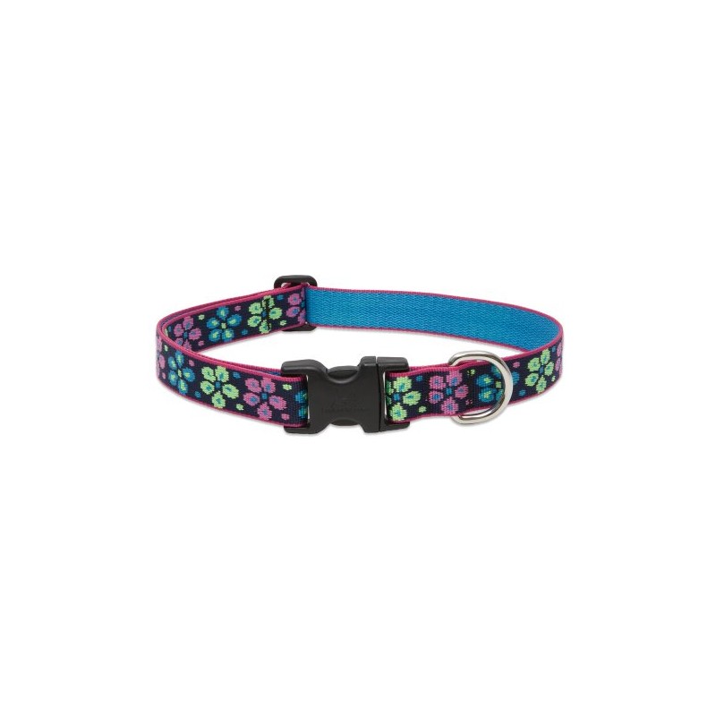 LupinePet Originals 1" Flower Power 12-20" Adjustable Collar for Medium