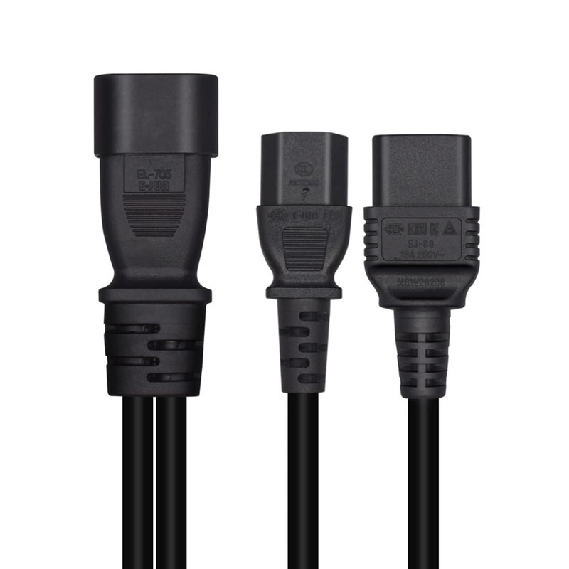 JORINDO 0.32M/1FT IEC320 C14 to C13+C19 PDU/UPS Server Y Splitter