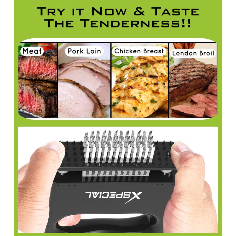 XSpecial Mini-Deluxe Meat Tenderizer Tool 48 Blade Stainless Steel, Kitchen