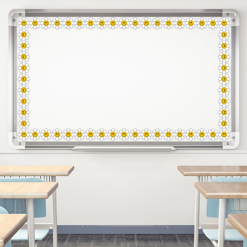 Whaline 32.8 Ft Daisy Flower Bulletin Board Border Cartoon White