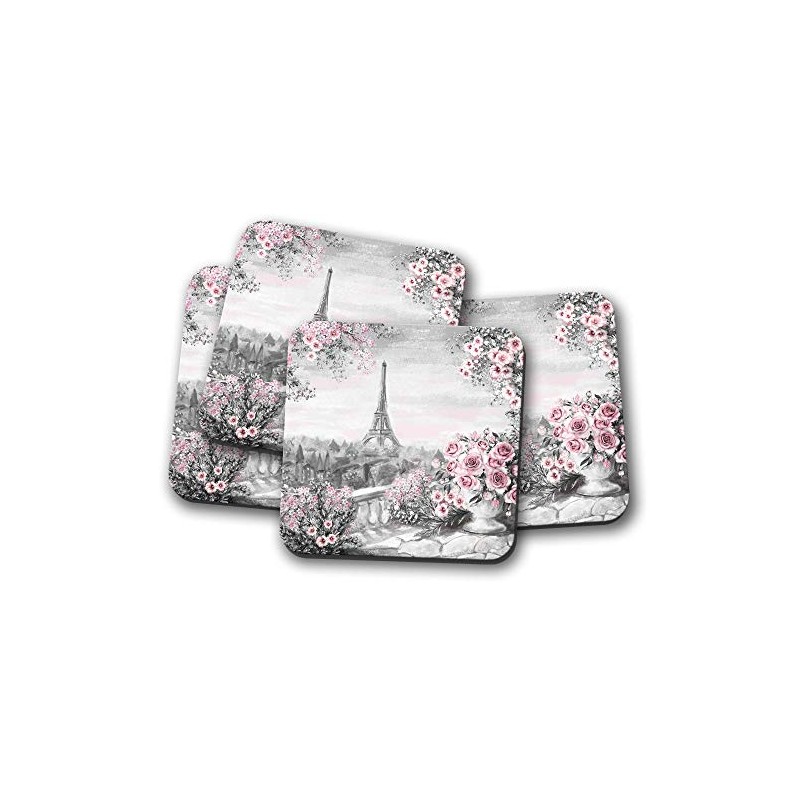 4 Set - Pretty Eiffel Tower Coaster - Paris France