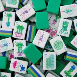 Elegant 160 Tiles With Hand Painted Mah Jongg Set American Mahjong Set for Mother'S Day Anniversary GiftSize: 1.26*0.95*0.63 Inch, Color: Green Monkey