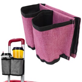 Luggage Travel Cup Holder - Hands-Free Double Coffee Carrier for Suitcases, Ideal for Flight Attendants, Business Trips, Airport Transfers & Train Journeys, Pink