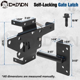 BOODVON Self Locking Gate Latch for Wooden Fence, Heavy Duty Post Mount Automatic Gate Lock Gravity Door Latch Hardware for Secure Pool/Yard/Garden, Steel, Black Finish