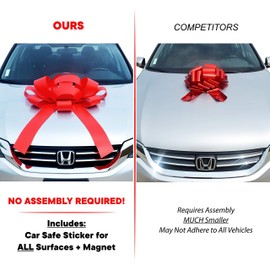 CarBowz Big Car Bow, Sweet 16 Happy Birthday, Giant 30" Bow, Non Scratch Magnet, Weather Resistant Vinyl Black