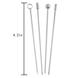 Stainless Steel Cocktail Picks, 12Pcs Stainless Steel Martini Picks, Reusable Metal Cocktail Skewers Olives Appetizers