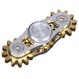 Pure Brass Fidget Spinner Gears Linkage Fidget Gyro Toy Metal DIY Hand Spinner Spins Long Time EDC Focus Meditation Break Bad Habits ADHD with Multiple Premium Bearings (Spinner 3 Gears White)