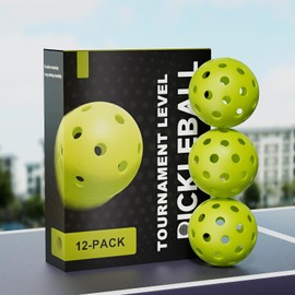 XILOMG .Outdoor Pickleball Balls 12 Pack - 3.3mm Polymer Construction with Reliable Bounce, Wind-Adaptive Surface Texture Reduces Air Interference